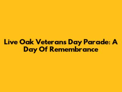 Live Oak Veterans Day Parade: A Day Of Remembrance