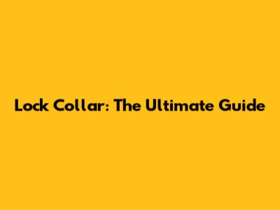 Lock Collar: The Ultimate Guide