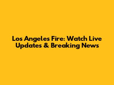 Los Angeles Fire: Watch Live Updates & Breaking News