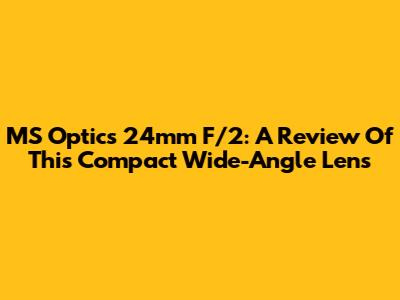 MS Optics 24mm F/2: A Review Of This Compact Wide-Angle Lens