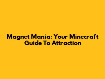 Magnet Mania: Your Minecraft Guide To Attraction