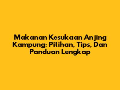 Makanan Kesukaan Anjing Kampung: Pilihan, Tips, Dan Panduan Lengkap