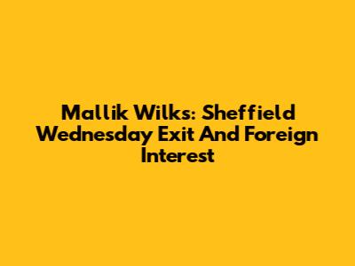 Mallik Wilks: Sheffield Wednesday Exit And Foreign Interest
