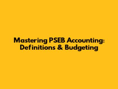 Mastering PSEB Accounting: Definitions & Budgeting
