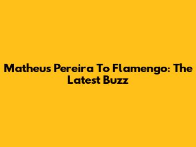 Matheus Pereira To Flamengo: The Latest Buzz