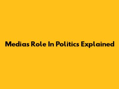 Media's Role In Politics Explained