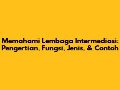 Memahami Lembaga Intermediasi: Pengertian, Fungsi, Jenis, & Contoh