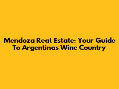 Mendoza Real Estate: Your Guide To Argentina's Wine Country