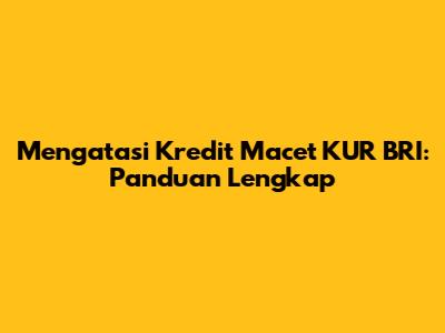 Mengatasi Kredit Macet KUR BRI: Panduan Lengkap
