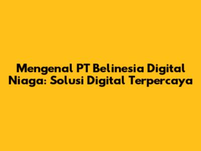 Mengenal PT Belinesia Digital Niaga: Solusi Digital Terpercaya