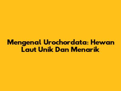 Mengenal Urochordata: Hewan Laut Unik Dan Menarik