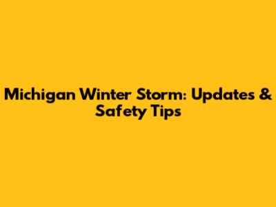 Michigan Winter Storm: Updates & Safety Tips