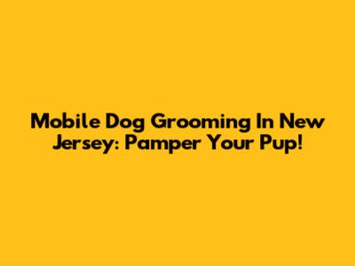 Mobile Dog Grooming In New Jersey: Pamper Your Pup!
