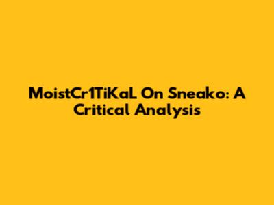 MoistCr1TiKaL On Sneako: A Critical Analysis