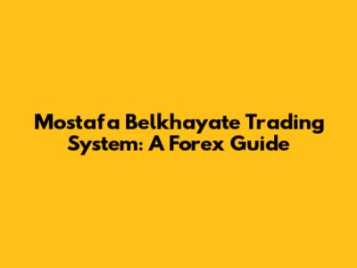 Mostafa Belkhayate Trading System: A Forex Guide