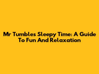 Mr Tumble's Sleepy Time: A Guide To Fun And Relaxation