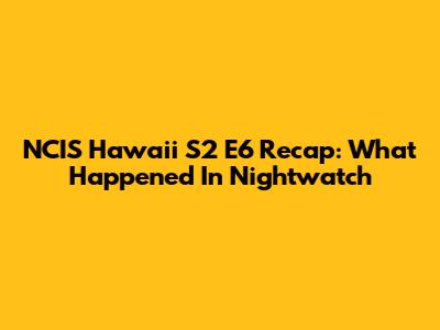 NCIS Hawaii S2 E6 Recap: What Happened In 'Nightwatch'