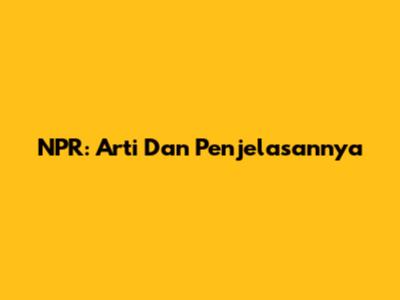 NPR: Arti Dan Penjelasannya