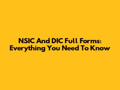 NSIC And DIC Full Forms: Everything You Need To Know