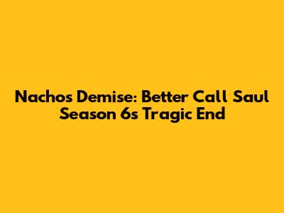 Nacho's Demise: Better Call Saul Season 6's Tragic End