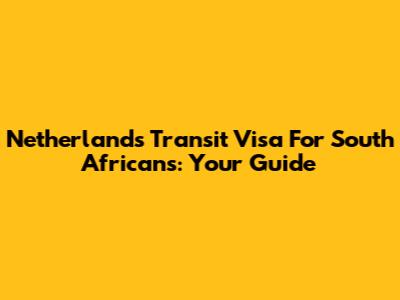 Netherlands Transit Visa For South Africans: Your Guide