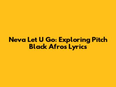 Neva Let U Go: Exploring Pitch Black Afro's Lyrics