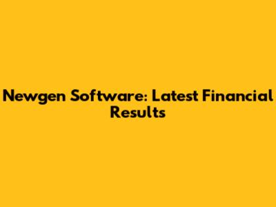 Newgen Software: Latest Financial Results