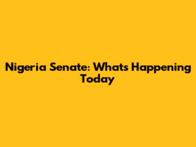 Nigeria Senate: What's Happening Today