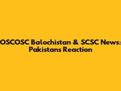 OSCOSC Balochistan & SCSC News: Pakistan's Reaction