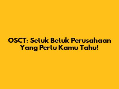 OSCT: Seluk Beluk Perusahaan Yang Perlu Kamu Tahu!