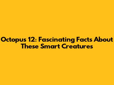 Octopus 12: Fascinating Facts About These Smart Creatures
