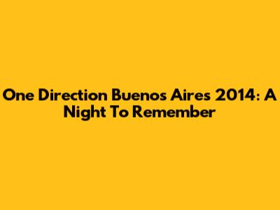 One Direction Buenos Aires 2014: A Night To Remember