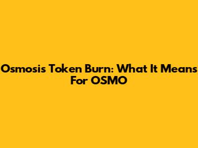 Osmosis Token Burn: What It Means For OSMO