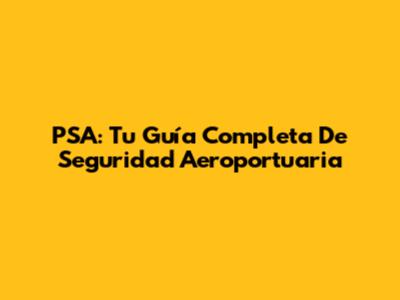 PSA: Tu Guía Completa De Seguridad Aeroportuaria