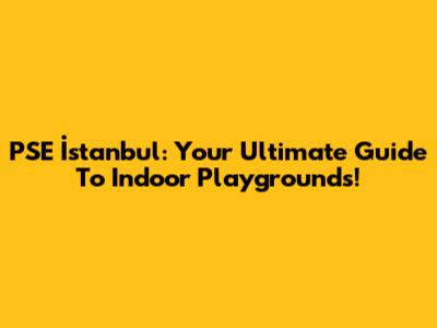 PSE İstanbul: Your Ultimate Guide To Indoor Playgrounds!