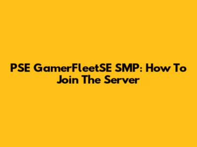 PSE GamerFleetSE SMP: How To Join The Server