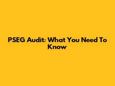 PSEG Audit: What You Need To Know