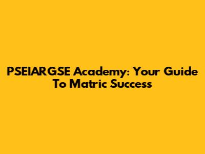 PSEIARGSE Academy: Your Guide To Matric Success