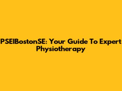PSEIBostonSE: Your Guide To Expert Physiotherapy