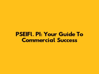 PSEIFl. PI: Your Guide To Commercial Success