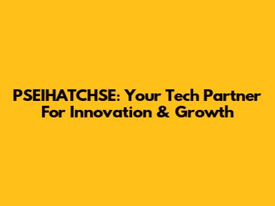PSEIHATCHSE: Your Tech Partner For Innovation & Growth