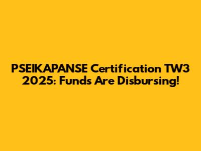 PSEIKAPANSE Certification TW3 2025: Funds Are Disbursing!
