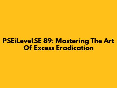 PSEiLevelSE 89: Mastering The Art Of Excess Eradication