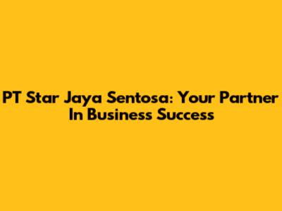 PT Star Jaya Sentosa: Your Partner In Business Success