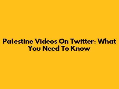 Palestine Videos On Twitter: What You Need To Know