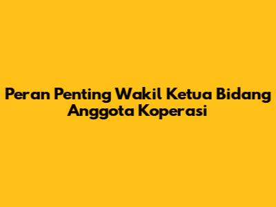 Peran Penting Wakil Ketua Bidang Anggota Koperasi