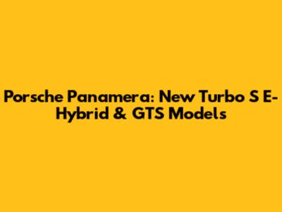 Porsche Panamera: New Turbo S E-Hybrid & GTS Models