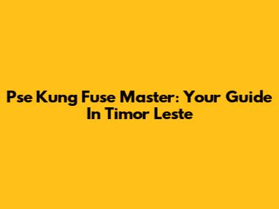 Pse Kung Fuse Master: Your Guide In Timor Leste