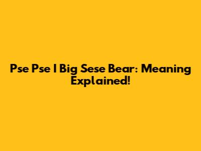 Pse Pse I Big Sese Bear: Meaning Explained!