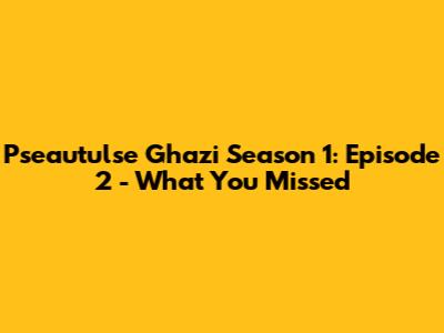 Pseautulse Ghazi Season 1: Episode 2 - What You Missed